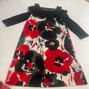 Clara Sun Woo Black Red Floral Dress Size Medium